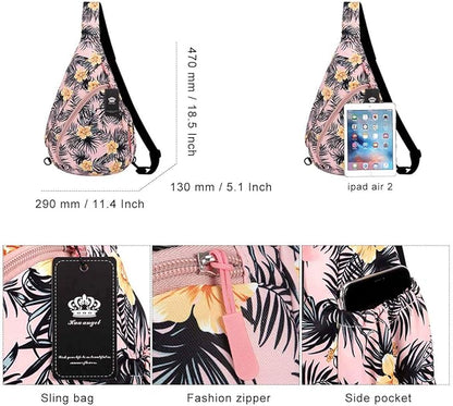 HUA ANGEL Crossbody Sling Bag for Men & Women Lightweight Waterproof Chest Shoulder Bag for Travel Hiking & Everyday Use