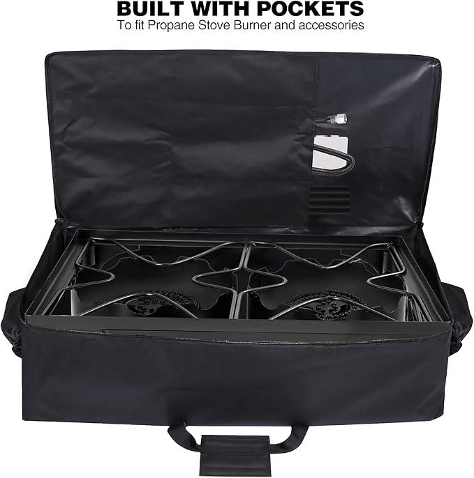 REDCAMP Camp Stove Burner Carry Bag for 2 Burner Stove, Large Stove Carry Case for Double Burner Stove Gas Grill Accessories