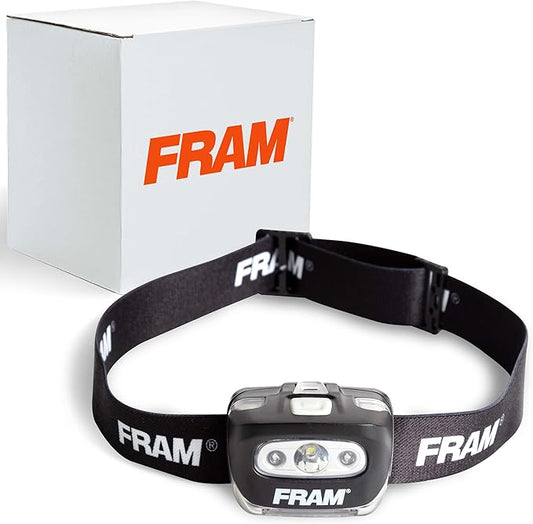 FRAM FAC40008 Headlamp Flashlight with White & Red Light, Comfortable Headband, Survival Gear, Waterproof lamp.
