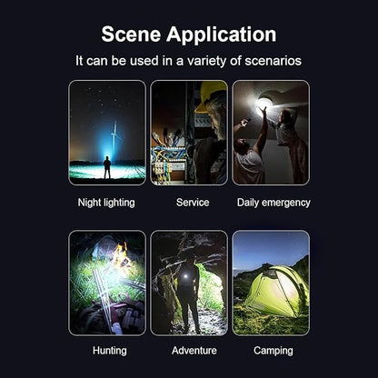 Ultra-Bright 10000 Lumen Rechargeable LED Flashlight - Zoomable, Water-Resistant, and Adjustable Brightness - Versatile Emergency Torch with 4 Modes for Outdoor Activities - Ideal for Camping, Hiking