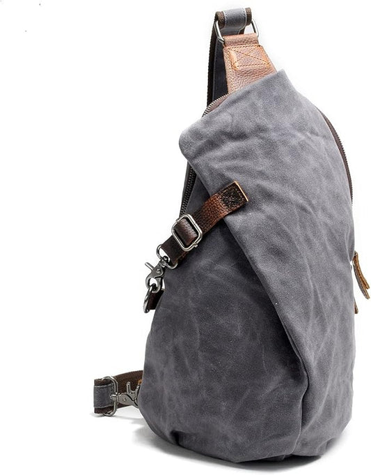 Men's Sling Backpack Waxed Canvas Crossbody Bag Casual Daypacks