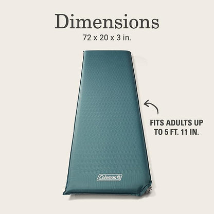 Coleman Silver Springs Self-Inflating Camping Sleep Pad Lightweight Camp Pad with Insulated Foam and Durable Coating Comfortable Sleeping Pad with Easy Inflation