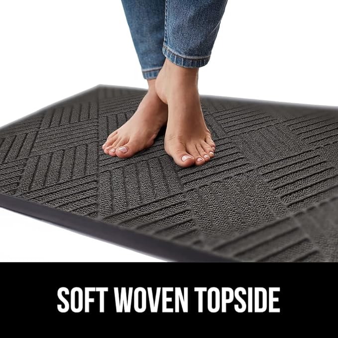 GORILLA GRIP 100% Waterproof All-Season WeatherMax Doormat, 72x24 Runner, Durable Natural Rubber, Stain and Fade Resistant, Low Profile, Indoor Outdoor Door Mats, Easy Clean Entry Mat, Gray Diamond