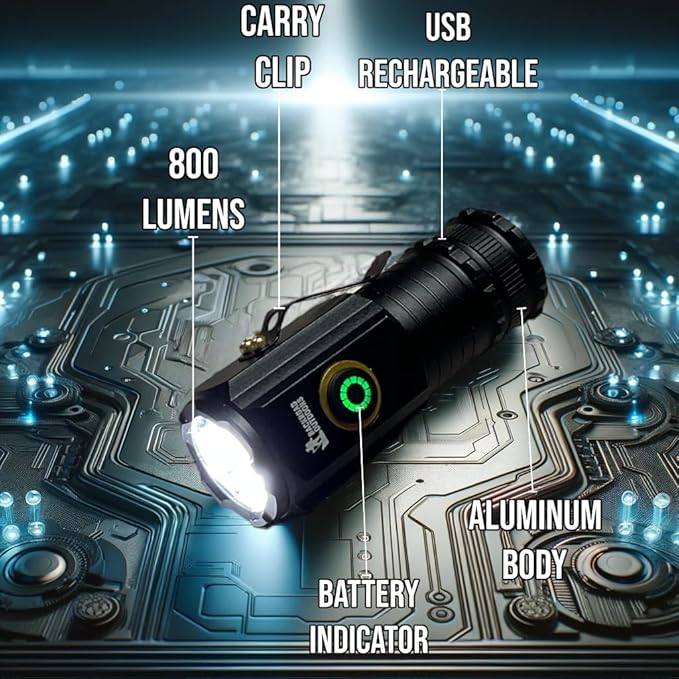 800 Lumen Bright LED Rechargeable Fashlight Small Portable