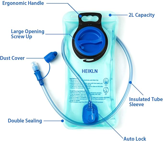Hydration Bladder, 2L-3L Water Bladder for Hiking Backpack Water Storage Bag Reservoir, BPA Free Water Pouch Hydration Pack Replacement for Bicycling Cycling Hiking Camping Hunting Running
