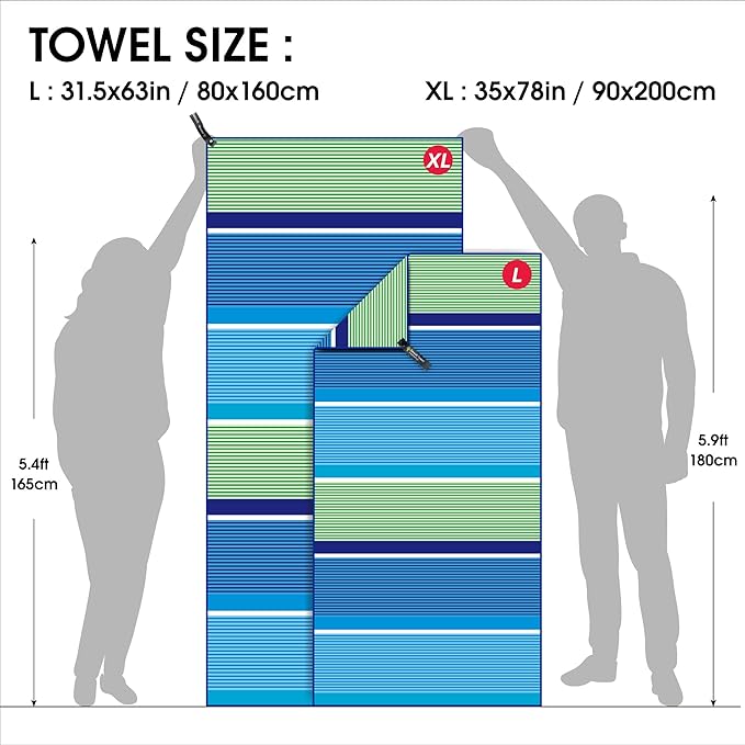 4Monster Microfiber Beach Towel Quick Dry,Super Absorbent Lightweight Travel Towel for Swimmers, Sand Free Camping Towel, Beach Towels for Pool, Swim, Water Sports,Yoga,Gym,Backpacking