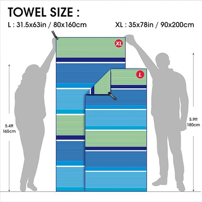 4Monster Microfiber Beach Towel Quick Dry,Super Absorbent Lightweight Travel Towel for Swimmers, Sand Free Camping Towel, Beach Towels for Pool, Swim, Water Sports,Yoga,Gym,Backpacking
