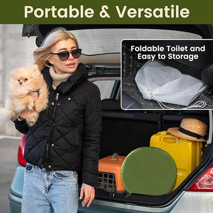 Portable Toilet and Privacy Tent for Adults, Pop Up Privacy Tent Outdoor X Large Camping Folding Toilet,1 Roll Toilet Bags, 10 Pack Liquid Waste Gel,Pop-up Tent for Toilet, Travel, Changing