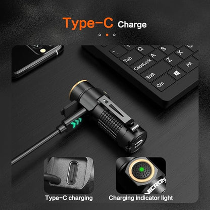 NICRON 1200 Lumens EDC Flashlight with Magnet, Type-C Rechargeable Pocket Light Compact High Lumens Handheld Light, C1 Mini Flashlight 7 Modes for Outdoor Camping, Hiking (Black)