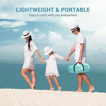 Elegear Beach Tent Sun Shelter with Canopy, 6-8 Person Pop Up Beach Tent, Easy Setup UPF 50+ UV Protection Portable Lightweight Double Silver Coating Beach Cabana Sun Shade Shelter - Green