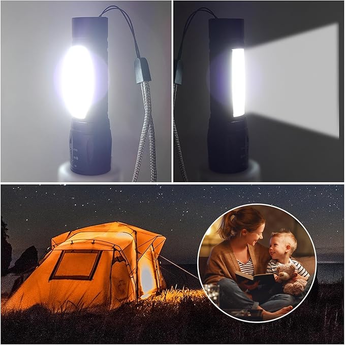 5 Pack Mini Small Pocket LED Flashlight USB Rechargeable High Lumens Bright Powerful EDC Flash Lights - Aluminum Handheld Flashlight Bulk for Kids, Portable Camping Christmas Gifts