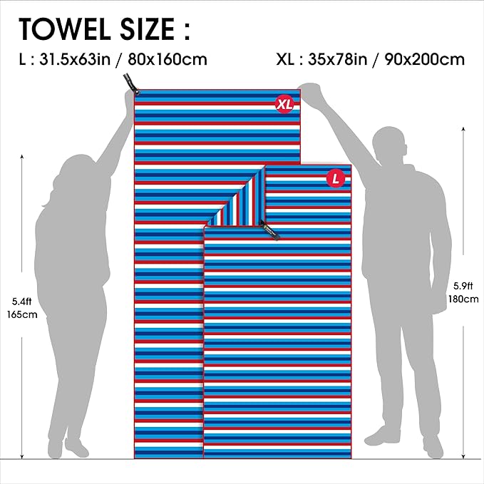4Monster Microfiber Beach Towel Quick Dry,Super Absorbent Lightweight Travel Towel for Swimmers, Sand Free Camping Towel, Beach Towels for Pool, Swim, Water Sports,Yoga,Gym,Backpacking