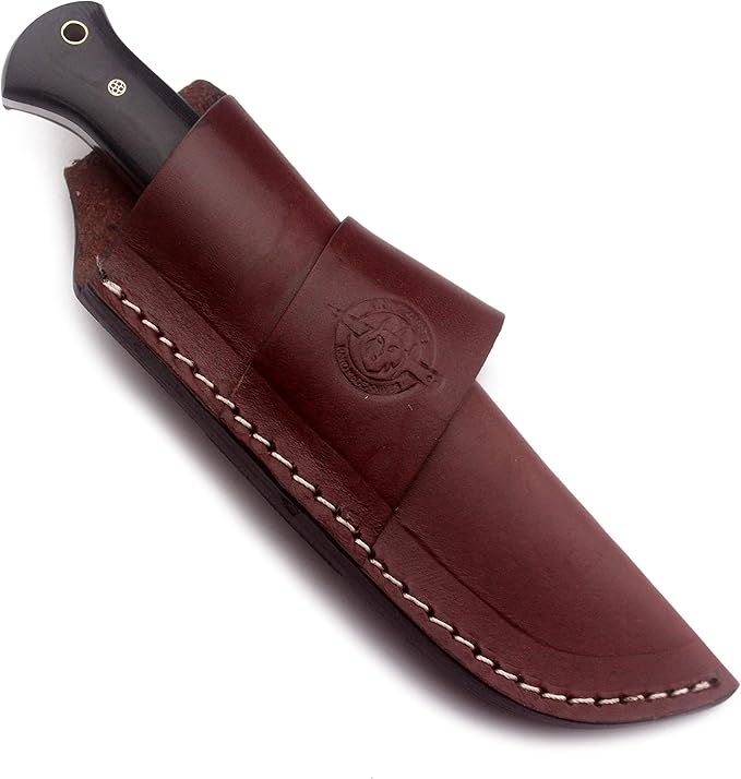 Handmade Damascus Steel Knife for Hunting,Survival,Camping,Bushcraft,and Fishing- Fixed Blade- Dagger with Drop Point Full Tang Micarta Handle-with Cowhide Leather Sheath DCX 22 -300