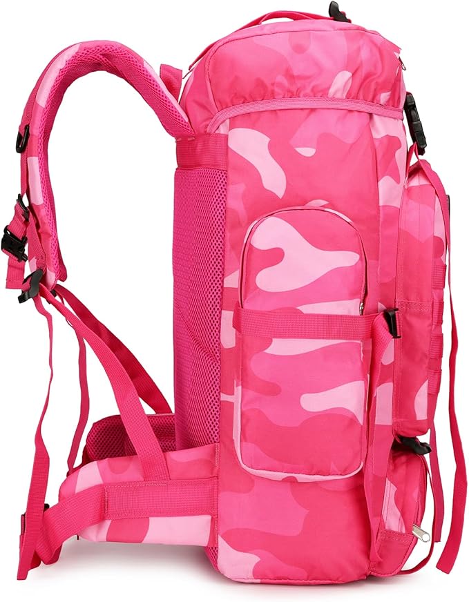 45L Hiking Backpack Camping Rucksack Molle Military Backpack for Outdoor Traveling (Rose Camo)