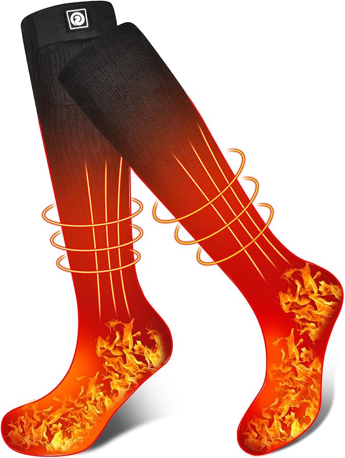 Heated Socks, Battery Rechargeable Electric Heating Socks, Thermal Warm Socks for Men Women Hiking Camping Winter Footwarmers