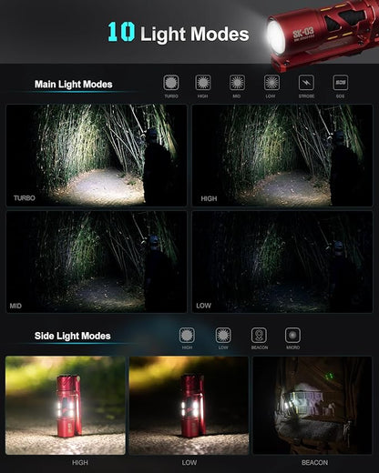 SK03 Pro AA Mini LED Flashlight, 1000 High Lumens EDC Flashlight with Magnetic Bracket, 4 Colors Filters, 10 Modes, USB C Rechargeable Pocket Flashlight for Camping, Hiking