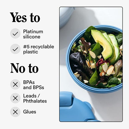 STOJO Collapsible Bowl - Steel Blue, 36oz - Reusable Silicone Bowl for Hot and Cold Food - Perfect for Travel, Meal Prep, To-Go Lunch, Camping & Hiking - Microwave & Dishwasher Safe