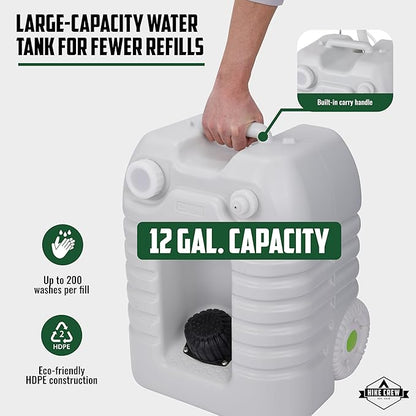 Hike Crew Portable Camping Sink & Water Reserve | Outdoor Travel Hand Wash Station with Large 12 Gallon Capacity Water Tank, Hands-Free Foot Pump, Faucet, Soap Dispenser, Rolling Wheels & Carry Handle