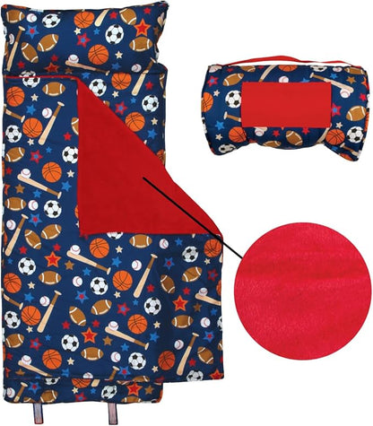 Stephen Joseph, Toddler All Over Print Nap Mat with Soft Blanket and Removable Pillow for Boys & Girls, Kids Sleeping Bag for Elementary, Daycare, Preschool with Carry Handle