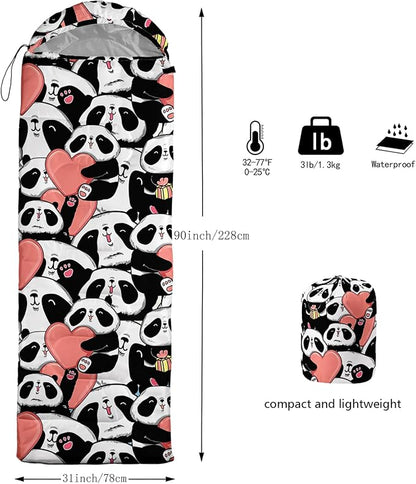 AILONEN Cartoon Fox Camping Sleeping Bag for Boys Girls Adults,Lightweight & Waterproof,3 Season Warm & Cold Weather,Portable,Kawaii Fox Printed Sleeping Bag,Traveling,Camping,Hiking