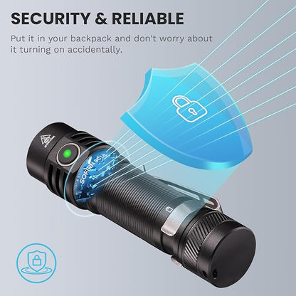 77outdoor EDC Small Rechargeable Flashlight, Sofirn SC18 1800 High Lumen Flashlight, Super Bright Pocket Light with Powerful SST-40 LED, Type C Charging Port，Magnetic Base Tail Cap and Diffuser