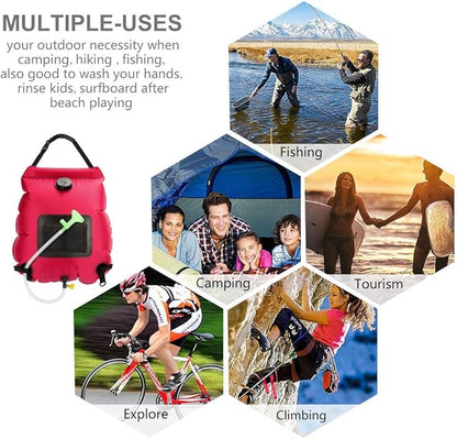 Solar Shower Bag | 5 Gal/20L Solar Heating Camping Shower Bag | Removable Hose | On-Off Switchable Shower Head | Ducha Portatil | Traveling Shower | Portable Shower for Beach Swimming, Hiking