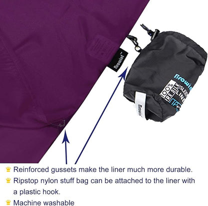 Browint Silk Sleeping Bag Liner, Silk Sleep Sack, Extra Wide 87"x43", Lightweight Travel Sheet for Hotels, More Colors for Option, Reinforced Gussets
