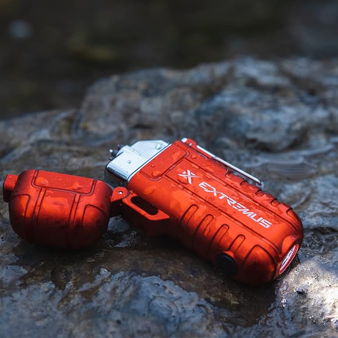 Extremus Blaze 360 Rechargeable Electric Lighters, Dual Arc Lighter, Windproof Plasma Lighter, Waterproof Flashlight Lighter, Flameless Lighter with Whistle Lanyard for Camping