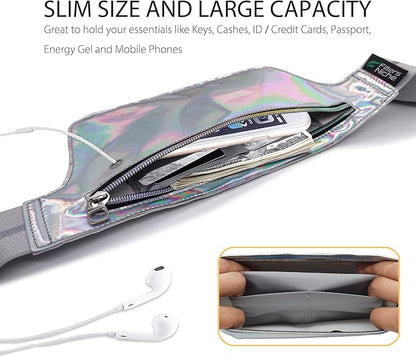 Fitter's Niche Holographic Fanny Pack with Glow-in-the-Dark Trim – Water-Resistant Waist Bag for Raves, Concerts & Outdoor Festivals | Adjustable Unisex Belt with Phone Pocket