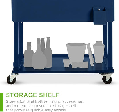 Best Choice Products 80-Quart Outdoor Steel Rolling Cooler Cart w/Ice Chest, Bottle Opener, Catch Tray, Drain Plug, Locking Wheels