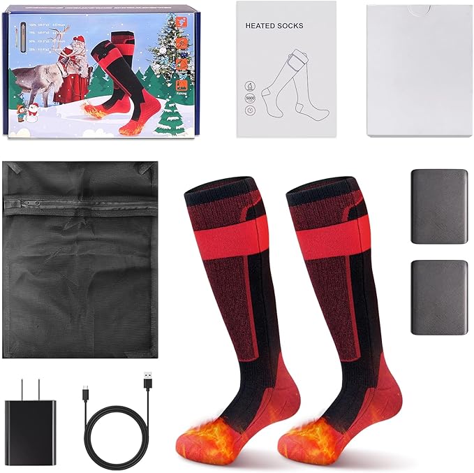 Heated Socks, Rechargeable 10000mah Battery Heated Socks for Men Women, Upgraded Washable Electric Thermal Warming Socks, App Control Winter Feet Warmer for Camping Hiking Skiing Outdoors