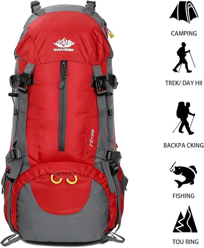 50L Hiking Backpack Men Camping Backpack with rain cover 45l+5l Lightweight Backpacking Backpack Travel Backpack