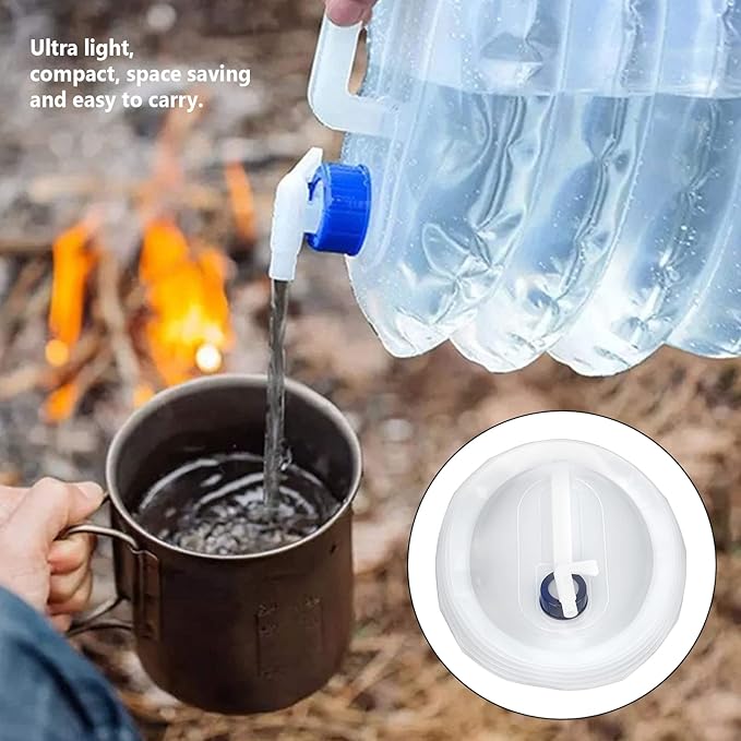 Foldable Water Container, Collapsible Water Container with Spigot Portable Water Storage Jug Carrier for Outdoor Camping Hiking Climbing(15L)