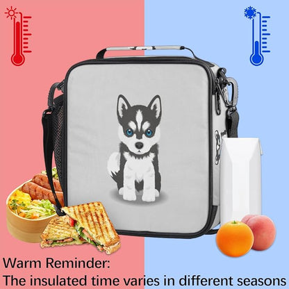 Husky Dog Insulated Lunch Bag Kids Cute Puppy Thermal Meal Reusable Lunch Box for Girls,Boys Waterproof Back to School Picnic