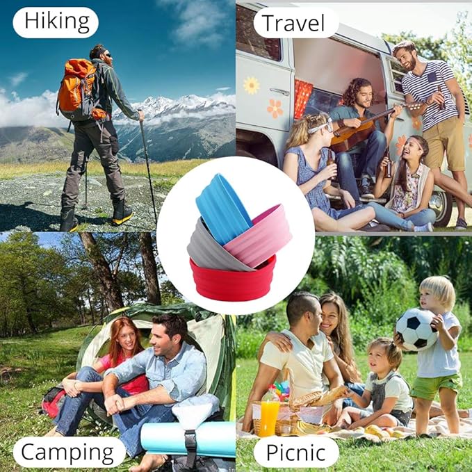 Silicone Expandable Collapsible Bowl for Travel Camping Hiking (Gray(L))