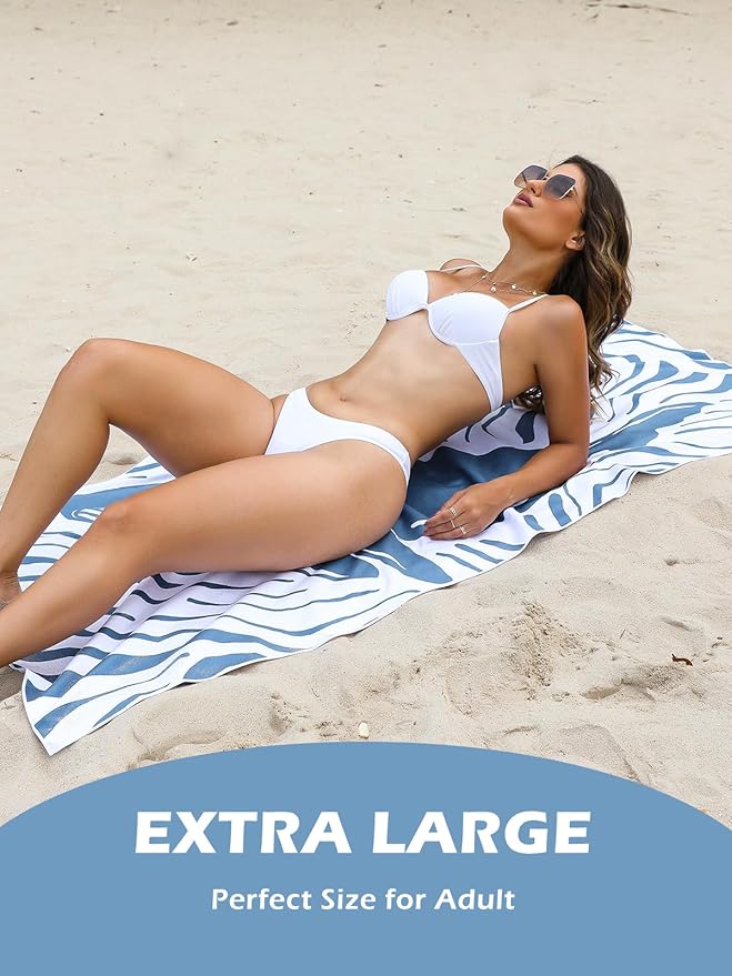 Eunzel Microfiber Beach Towel, Quick Dry Travel Towel Large Sand Free Towel for Beach, Camping, Swim Pool, Gym, Sports& Yoga 71"x32", Whale Blue