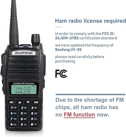 BaoFeng UV-82 High Power BaoFeng Radio Ham Radio Handheld Walkie Talkies with Earpiece, Extra 2800mAh Battery Hand Speaker Mic and Programming Cable Full Kits(1 Pack-Black)