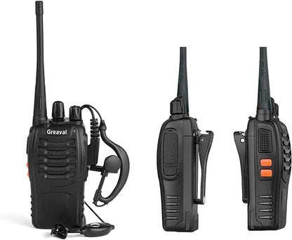 Long Range Walkie Talkies Rechargeable Two-Way Radios with Earpiece, Walkie Talkies for Adults 16-Channel UHF 400-470MHz (Pack of 6)