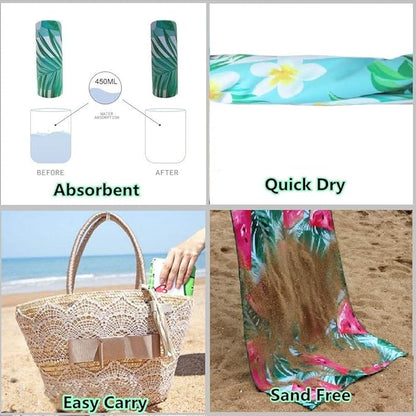 HAOKUN Microfiber Sand Free Beach Towel Blanket-Quick Fast Dry Super Absorbent Lightweight Thin Towel for Travel Pool Swimming Bath Camping Yoga Gym Sports Idea … (Rose flower2)