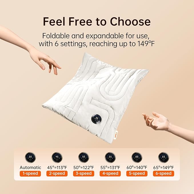 JISULIFE Hand Warmers Rechargeable, Foldable Hand Warmer Pouch with Power Bank, 6 Heating Levels, Heated Hand Muff, Fast Heating Pad Waterless, Gifts for Women, Suitable for Football, Camping, Hiking