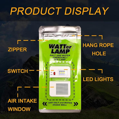 Emergency Light Salt Water Lamp, No Battery Required Portable Lantern for Hiking,Camping Essentials Survival Gear Outdoor Lamp for Power Outages Outdoor Activities Night Fishing Camping