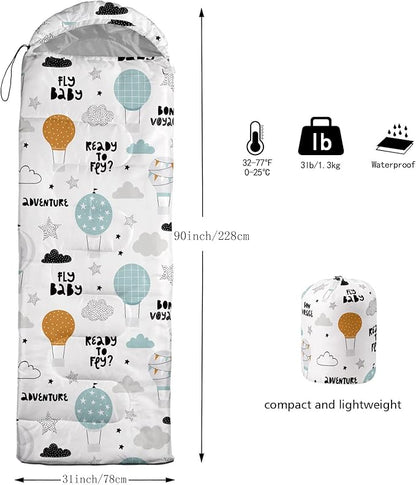 Kids Sleeping Bag for Boys and Girls,Monster Alien Print-Lightweight Warm Portable Outdoor Indoor-Waterproof Cold Weather Resistant Sleeping Bag for Camping Hiking