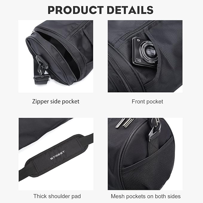 Small Sports Gym Bag Workout Lightweight Duffel Bags for Men and Women Black X-Small