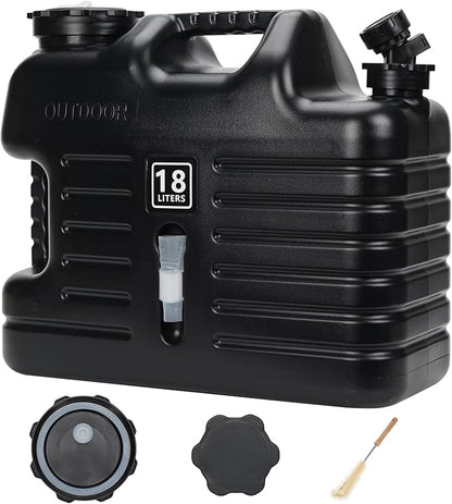 Camping Water Jug, Camping Water Container,4.76 Gallon BPA Free Water Storage with Spigot, Large Water Tank,Portable Emergency Water Storage for Camping,Car, Hiking, Hurricane Supplies.Black