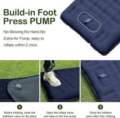 Sleeping Pad for Camping, Thick 4.7 Inch Ultralight Inflatable Sleeping Mat with Built-in Pump,Portable Air Mattress with Pillow for Camping, Backpacking, Hiking,Tent,Dark Blue