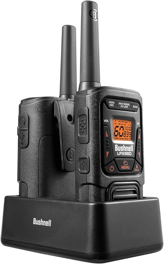 New Bushnell LPX550 Walkie Talkie Radio - Reliable Quality, Rugged Design, 2W Power for 36 Miles of Range, Two Way Radios Equipped for Wherever Life Takes You (2 Pack)