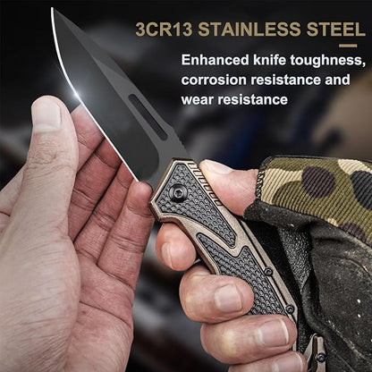 10MOONS Folding Pocket Knife, 8inch Assisted Opening Folding Knife, Tactical Pocket Knife Ourdoor Hiking Camping Tactical Survival and EDC