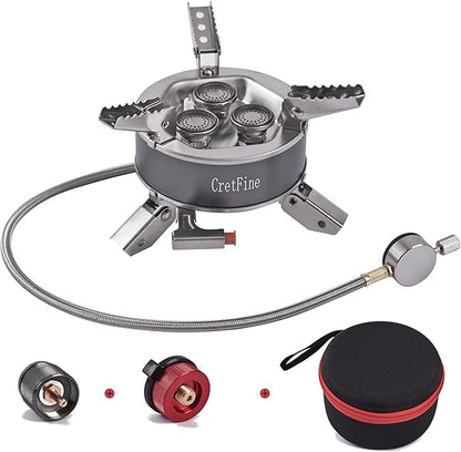 Windproof 6800W Camp Stove Mini Propane Stove Backpacking Stove with Case Portable Isobutane and Butane Stove for Cooking, Outdoor, Camping, Hiking with Piezo Igniter