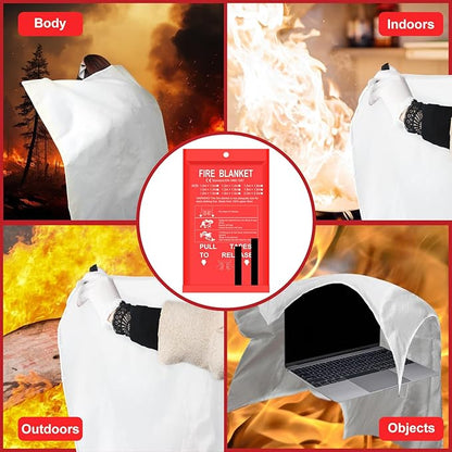 Fire Blanket - 2 Pack 40" x 40" Fire Blanket for Home and Kitchen, Flame Suppression Fiberglass Fire Blankets for House, Camping, Grill, Car, Office, Warehouse, Emergency Fire Blanket