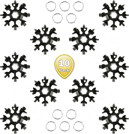 18-in-1 Snowflakes Multi Tool, Stainless Steel Keychain Multitool Portable Snowboarding Screwdriver -Bottle Opener for Christmas Gift for Mens